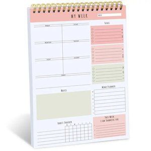 Weekly Planner Undated To-Do Task Checklist Meal Plan Habit Tracker 8.5*5.5 Inch